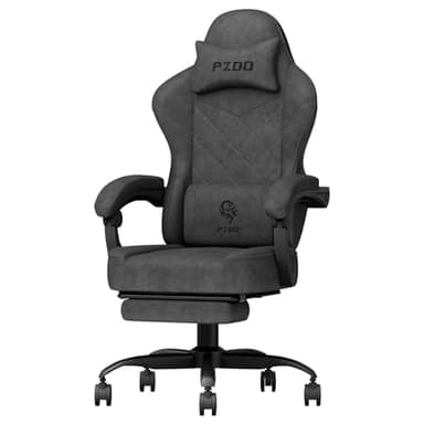 PZDO Gaming Chair Computer Chair with Footrest, Technology Fabric Ergonomic Gamer Chair for Adults, PC Office Chair with Headrest & Lumbar Support, Reclining Chair, Home,Teens, Kids (Black)