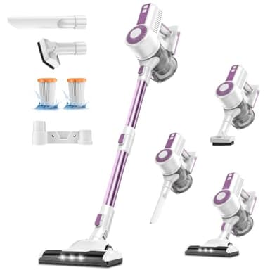 46KPa 400W Cordless Stick Vacuum Cleaner, 6-in-1 with 2-Speed for Home