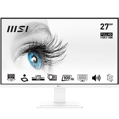 MSI PRO MP273AW 27" Eye Care Ergonomic Business Computer Monitor, FHD 1920x1080, IPS, Frameless, 100Hz, 1ms, Tilt Compatible, HDMI&DP&VGA Port, Built-in Speakers, VESA, White, 3 Year Warranty