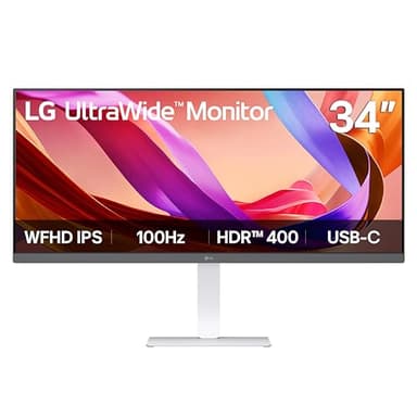 LG 34U530A-W 34-inch UltraWide QHD (2560 x 1440) IPS Wide Computer Monitor, 100Hz, VESA DisplayHDR 400, HDMI, DisplayPort, USB Type-C, Tilt/Height/Swivel Stand, White