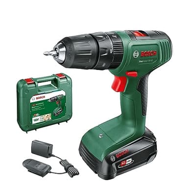 Bosch 18V Cordless Impact Hammer Drill Driver With 2.0Ah Battery, Charger and Case, 2 Speed, 20 Torque Settings, 13mm Chuck, 40Nm (EasyImpact 18V-40). Made in Europe