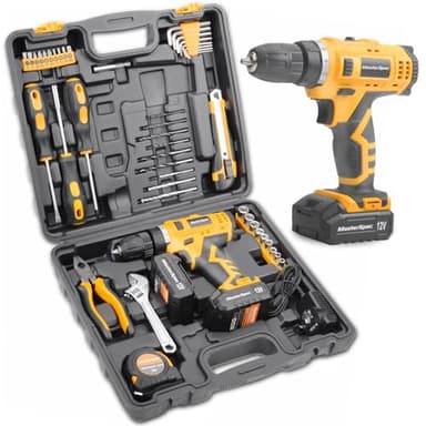 MasterSpec 47Pcs 12V Cordless Drill Driver Set with 2 Batteries